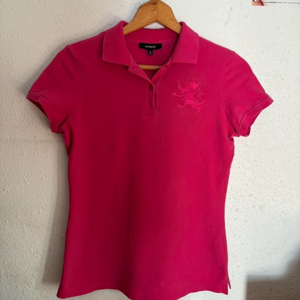 Express Women's Bright Pink Polo Tee